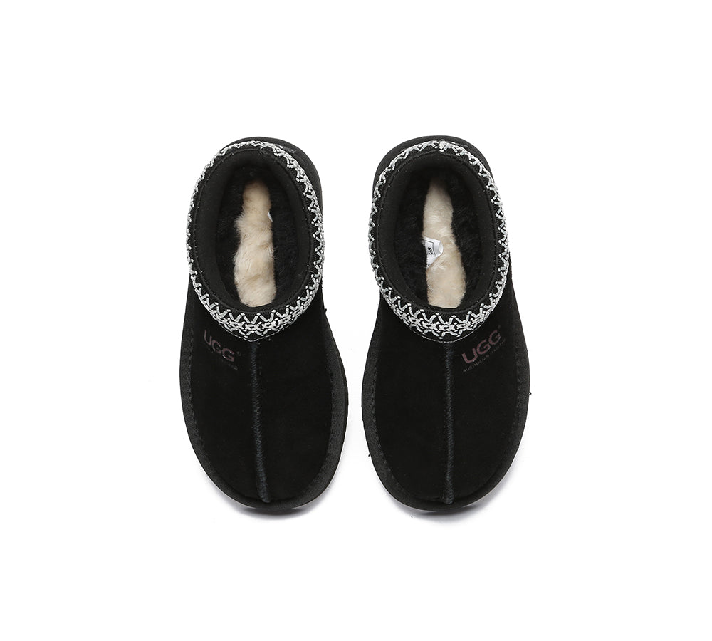 AUSTRALIAN SHEPHERD® UGG Kids Sheepskin Wool Ankle Tazzy Slippers Hippie