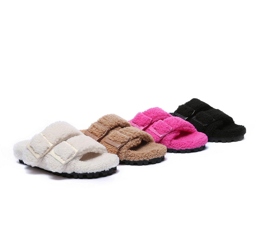 AUSTRALIAN SHEPHERD® UGG Women Shearling Buckle Sandal Slides Jennie