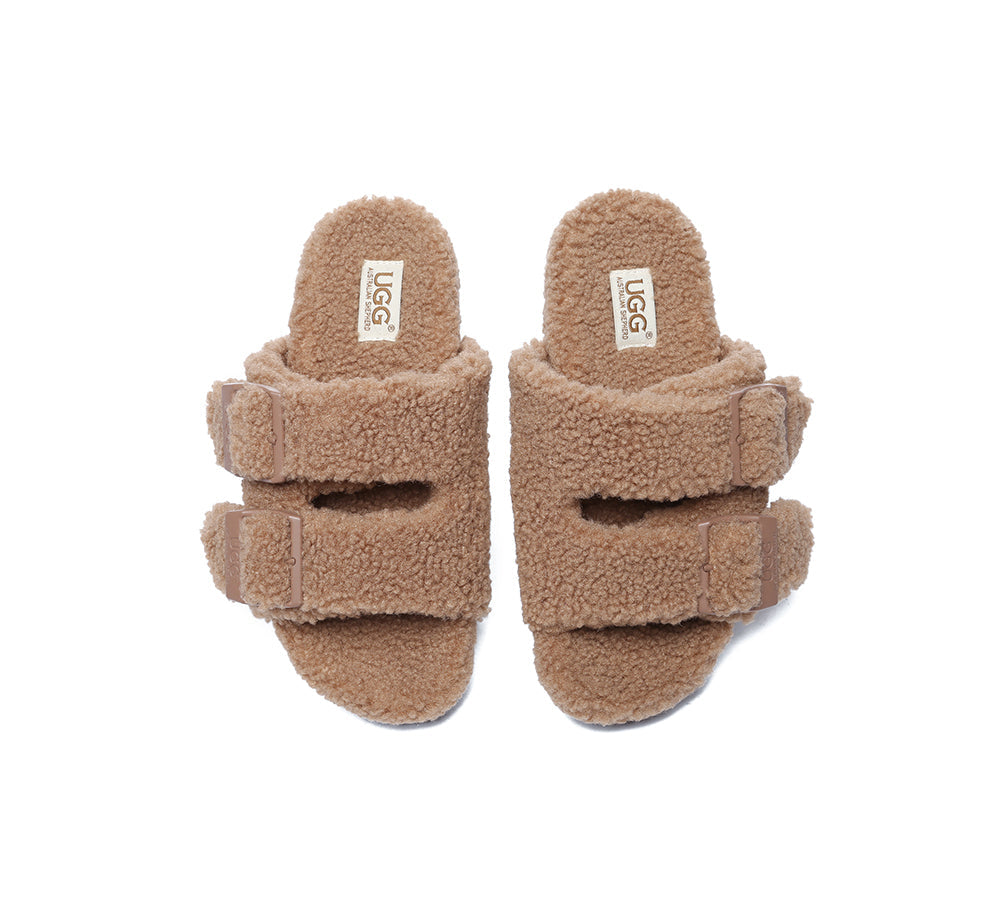 AUSTRALIAN SHEPHERD® UGG Women Shearling Buckle Sandal Slides Jennie