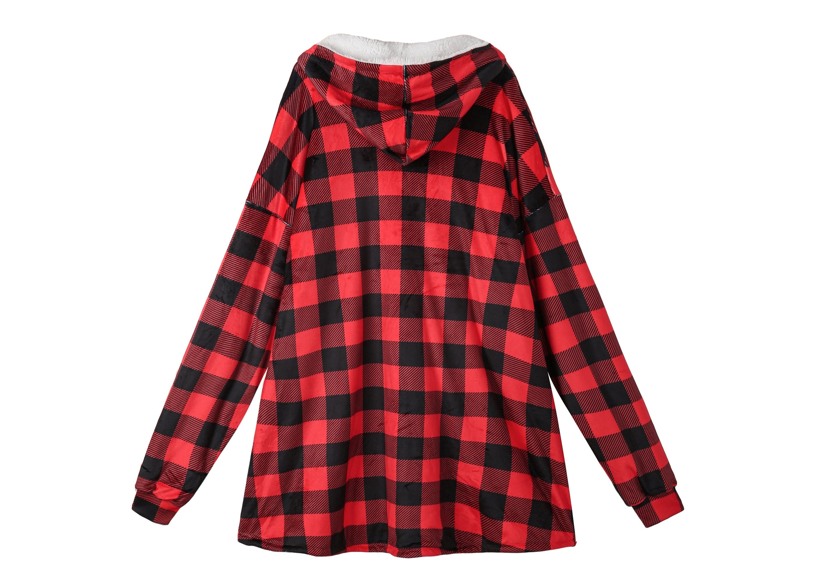 TARRAMARRA® Women and Men Reversible Hoodie Blanket Black and Red Check