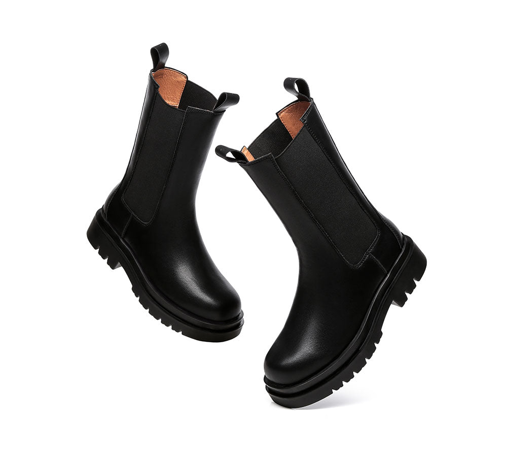 TARRAMARRA® Women Black Ankle Boots Block Heel Leather Lining Sherry
