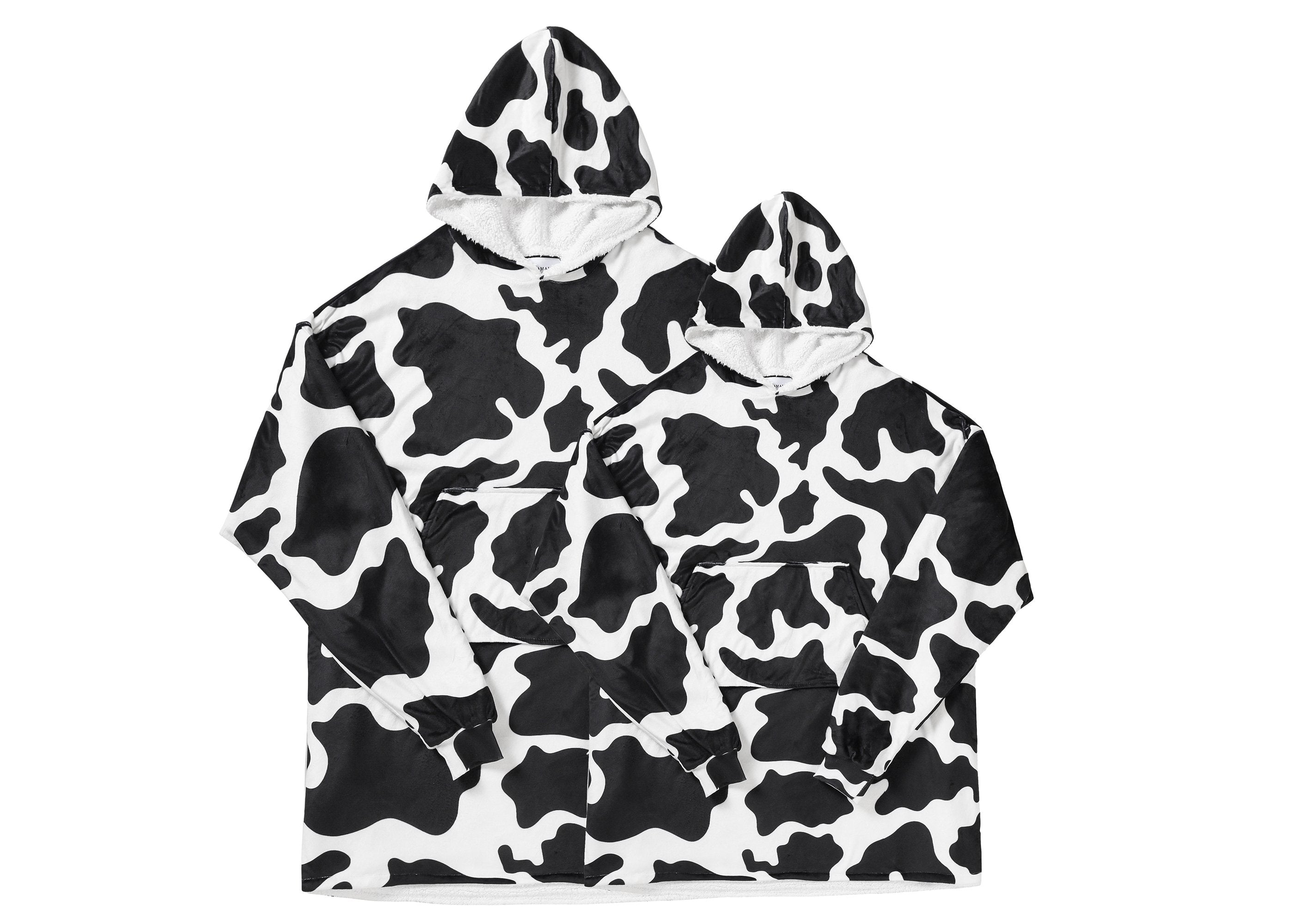 TARRAMARRA® Women and Men Reversible Hoodie Blanket Cow Print