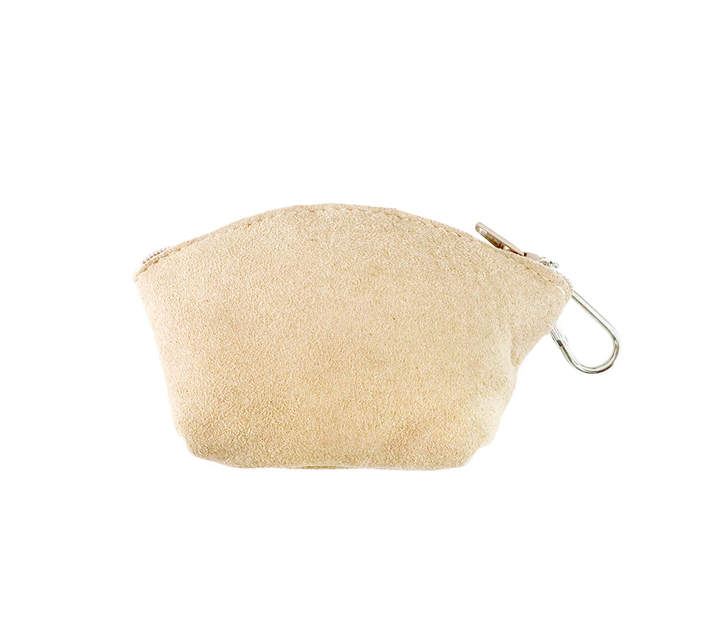 Sheepskin Wool Coin Zip Purse With Key Ring