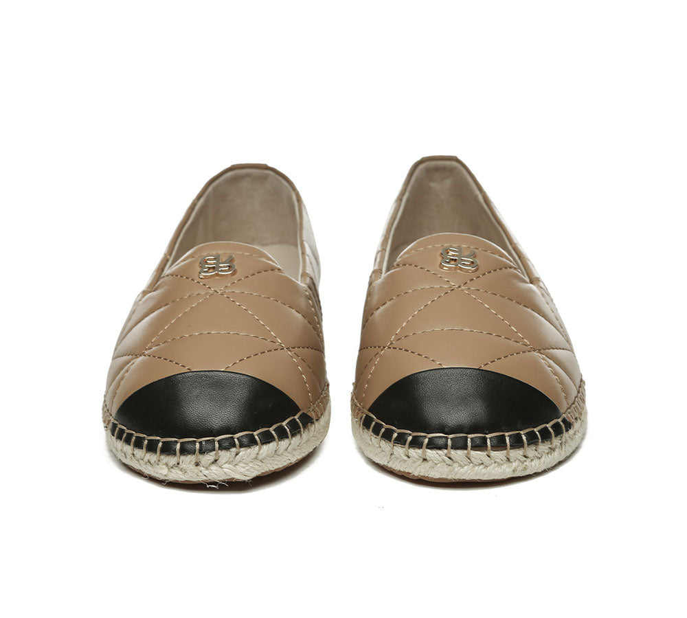 EVERAU® Women Leather Slip-on Flat Espadrilles Evelyn