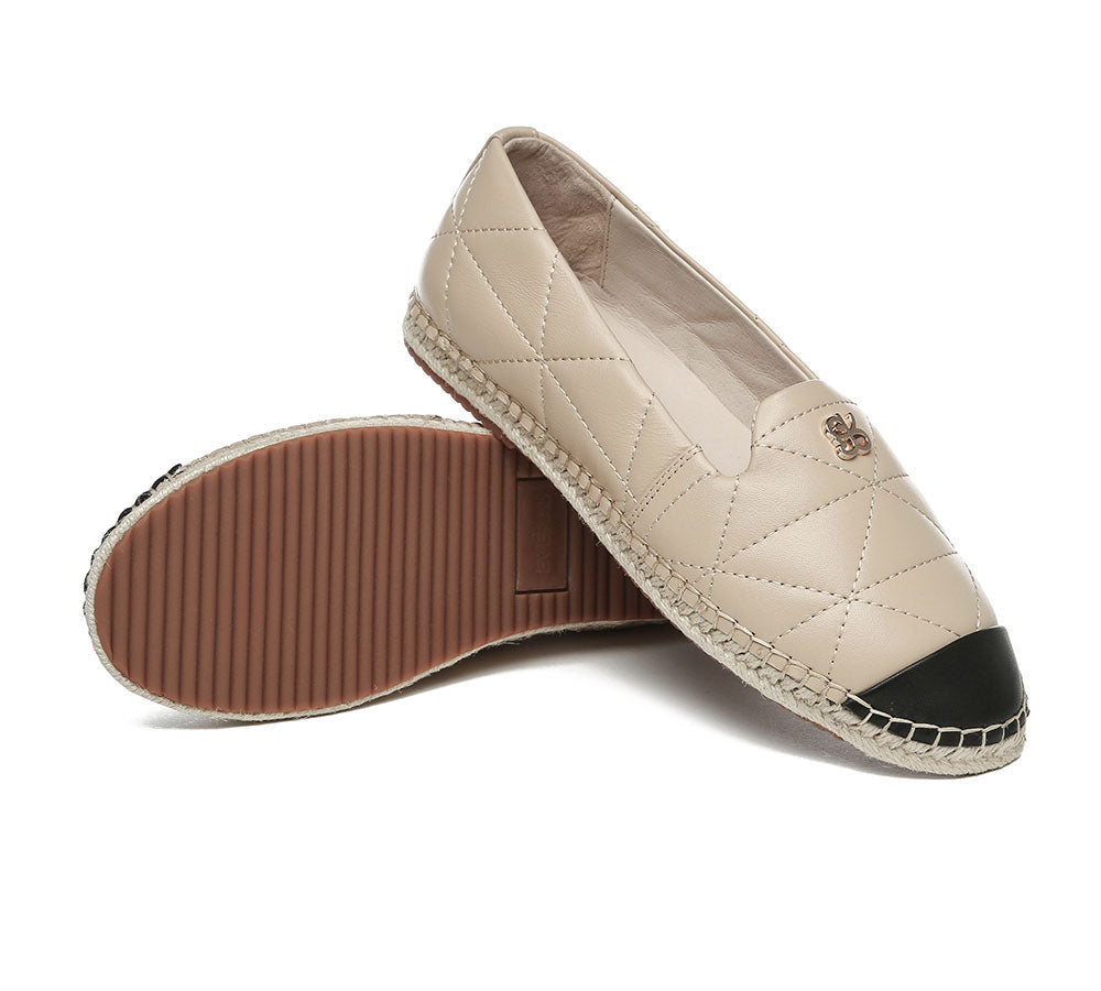 EVERAU® Women Leather Slip-on Flat Espadrilles Evelyn