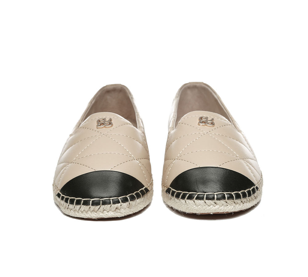 EVERAU® Women Leather Slip-on Flat Espadrilles Evelyn