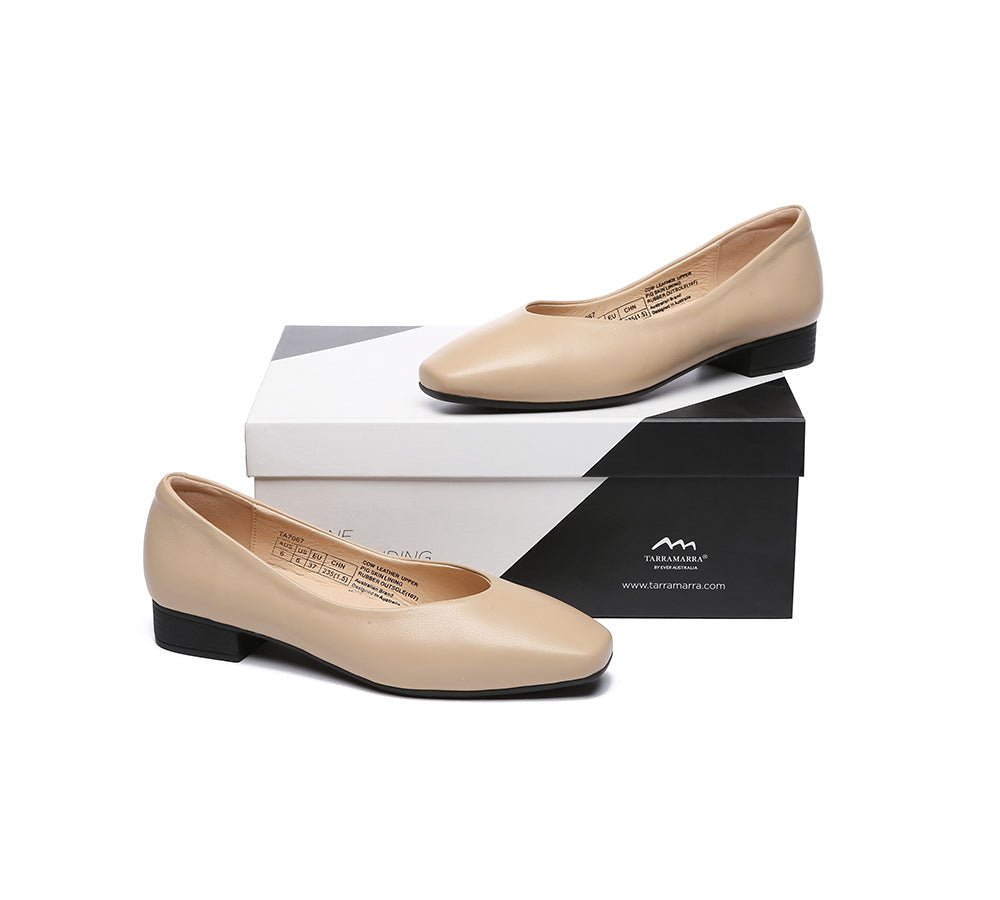 TARRAMARRA® Women Ballet Leather Square Toe Flats