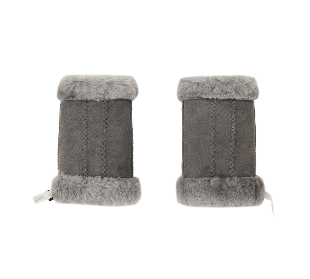 AUSTRALIAN SHEPHERD® Fluffy Fingerless Sheepskin Wool Mittens