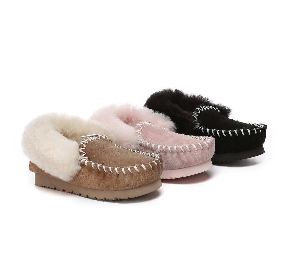 AUSTRALIAN SHEPHERD® Kids Ankle Sheepskin Slipper Popo Moccasin