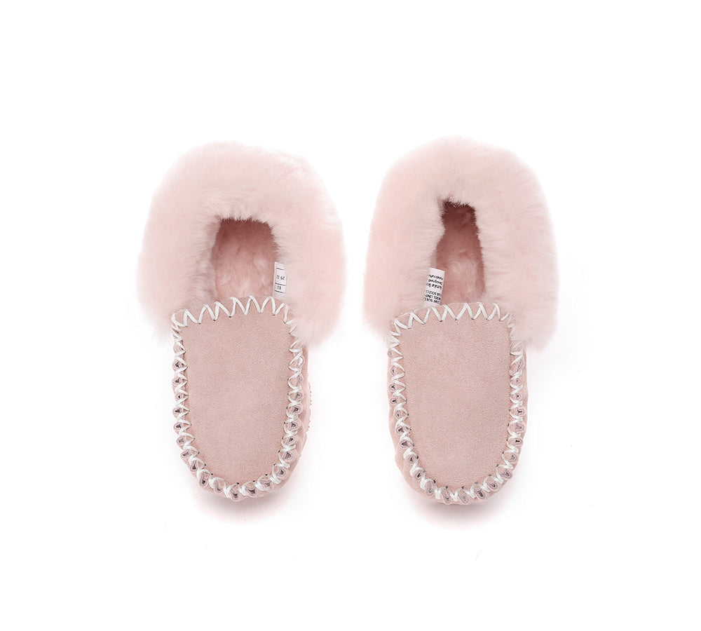 AUSTRALIAN SHEPHERD® Kids Ankle Sheepskin Slipper Popo Moccasin