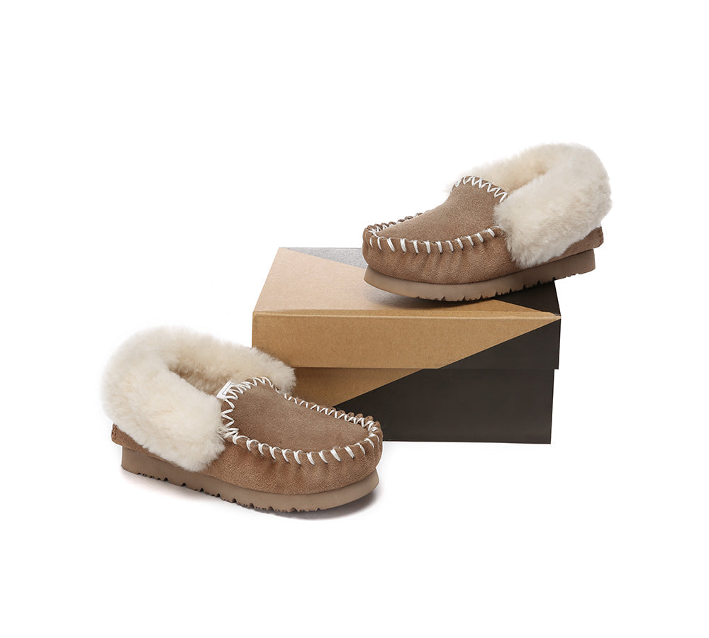 AUSTRALIAN SHEPHERD® Kids Ankle Sheepskin Slipper Popo Moccasin