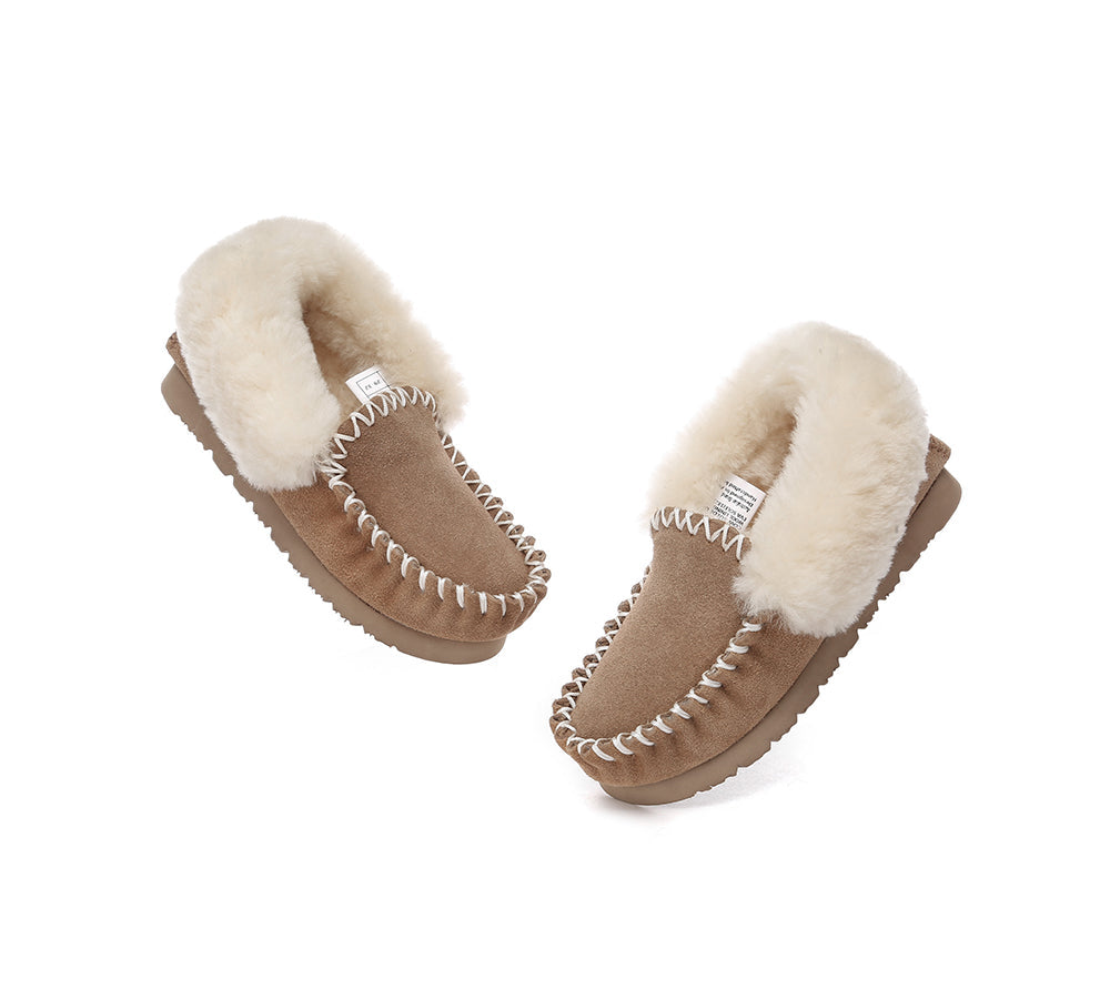 AUSTRALIAN SHEPHERD® Kids Ankle Sheepskin Slipper Popo Moccasin