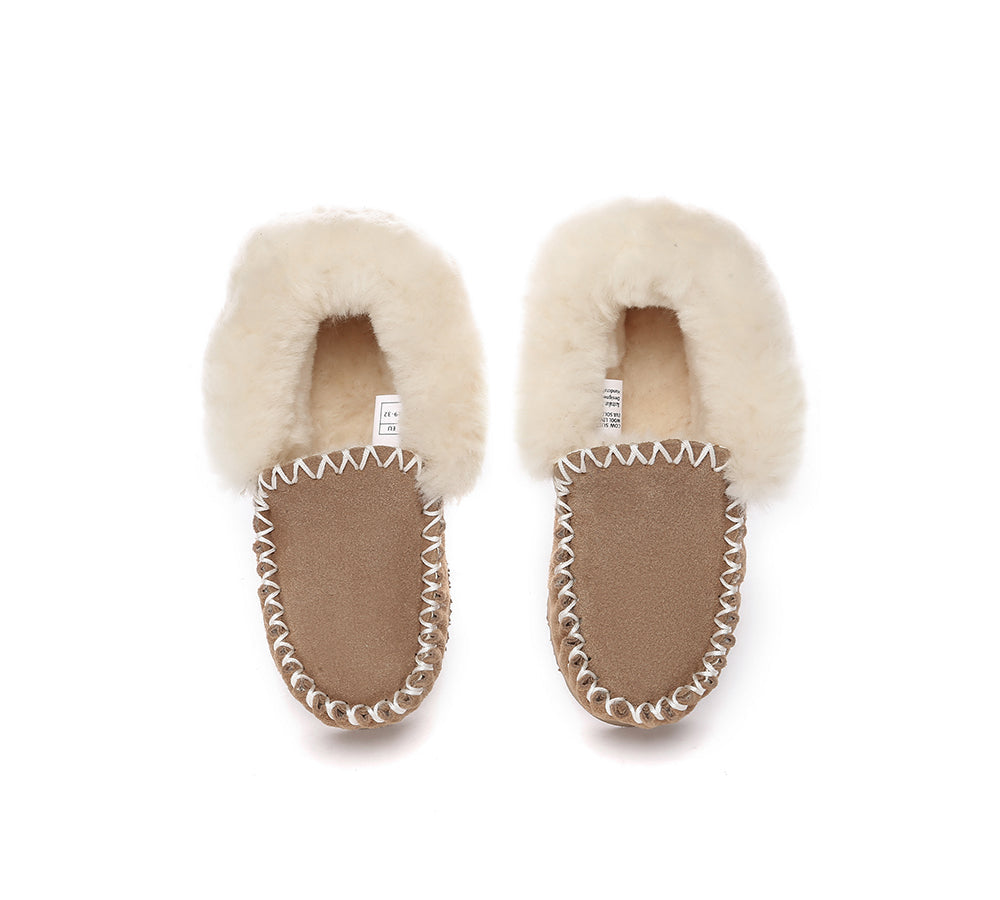 AUSTRALIAN SHEPHERD® Kids Ankle Sheepskin Slipper Popo Moccasin