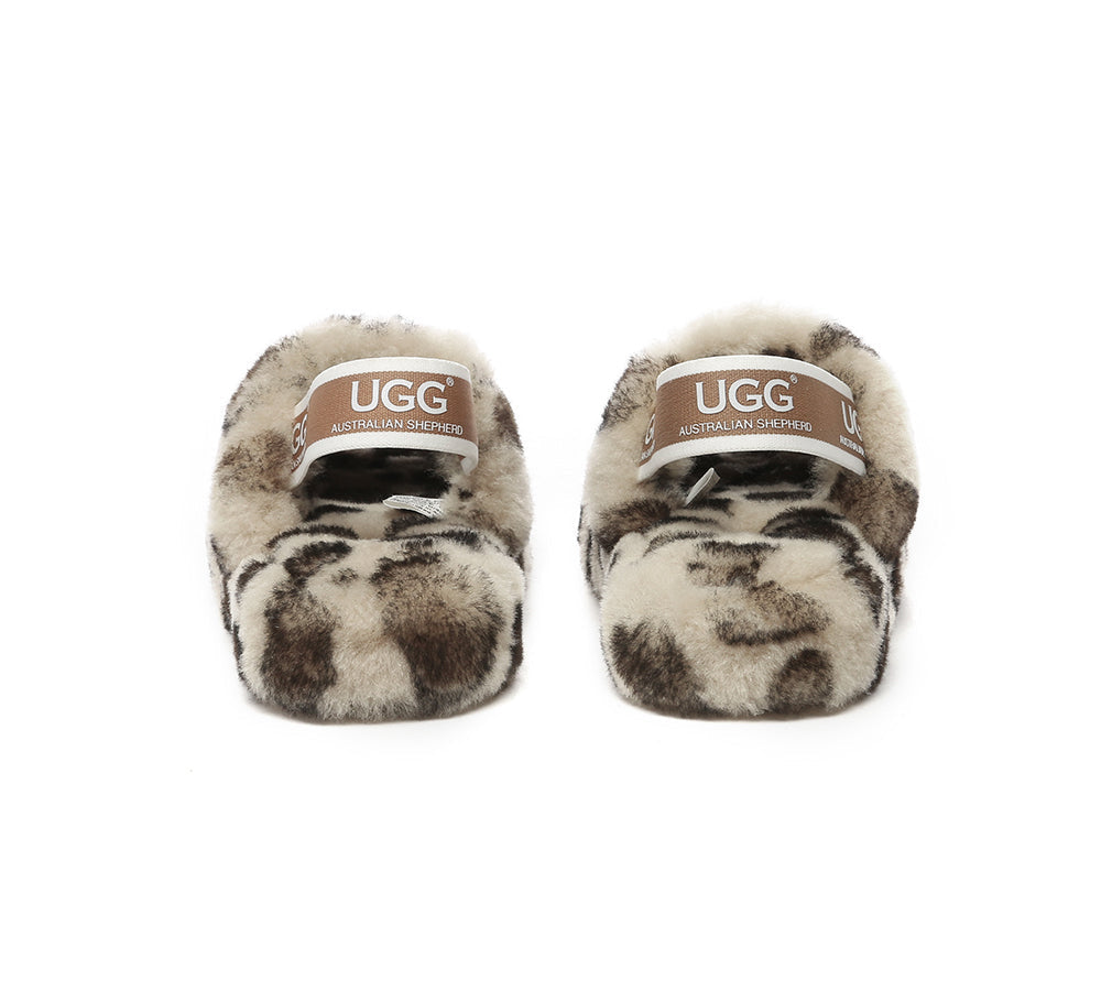 AUSTRALIAN SHEPHERD® UGG Kids Fluffy Slides Slingback Leopard Puffy