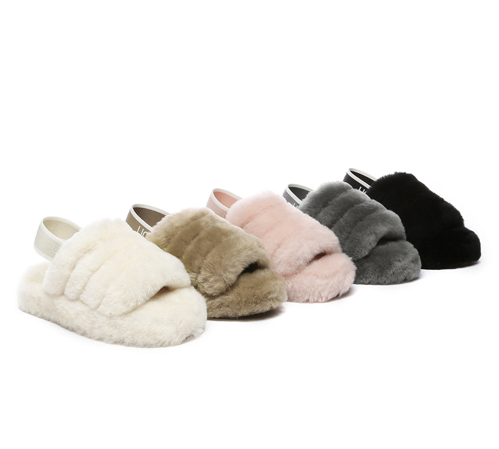 AUSTRALIAN SHEPHERD® UGG Kids Fluffy Slides Slingback Puffy