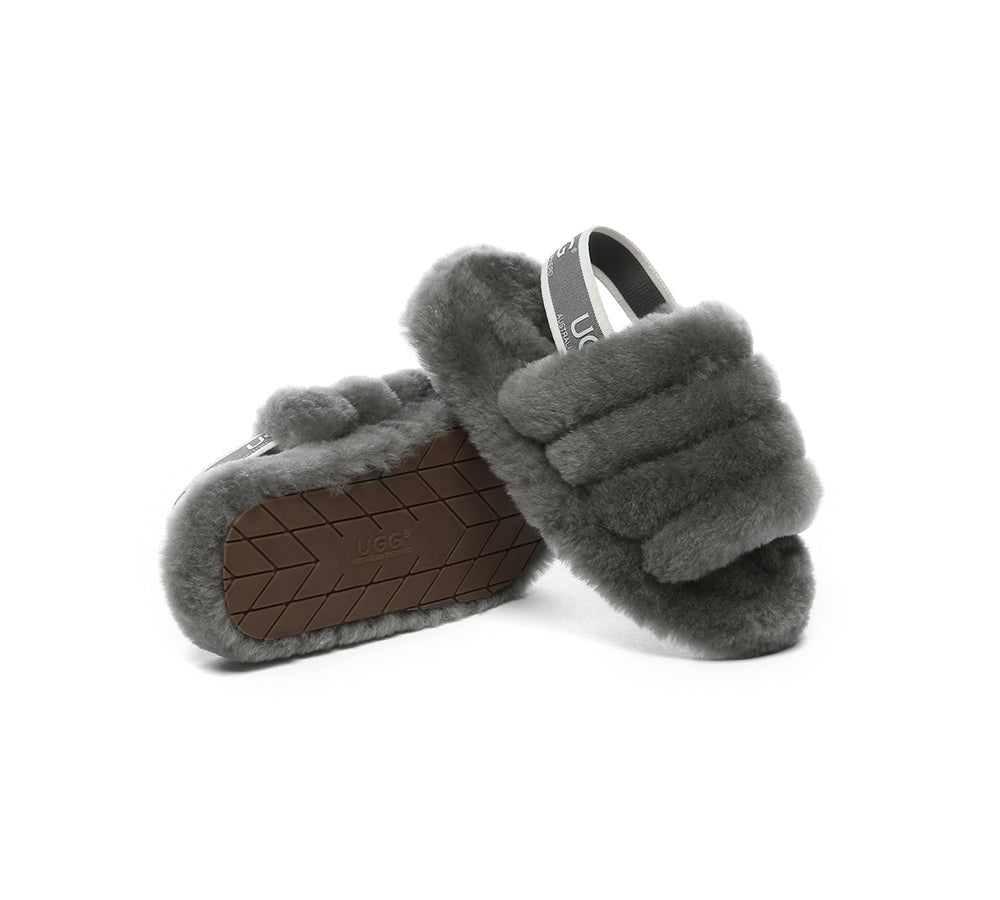 AUSTRALIAN SHEPHERD® UGG Kids Fluffy Slides Slingback Puffy