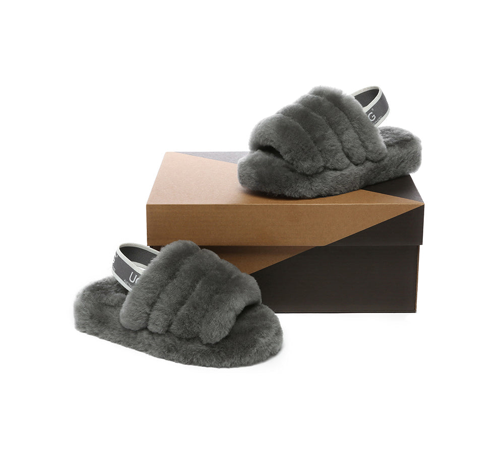 AUSTRALIAN SHEPHERD® UGG Kids Fluffy Slides Slingback Puffy