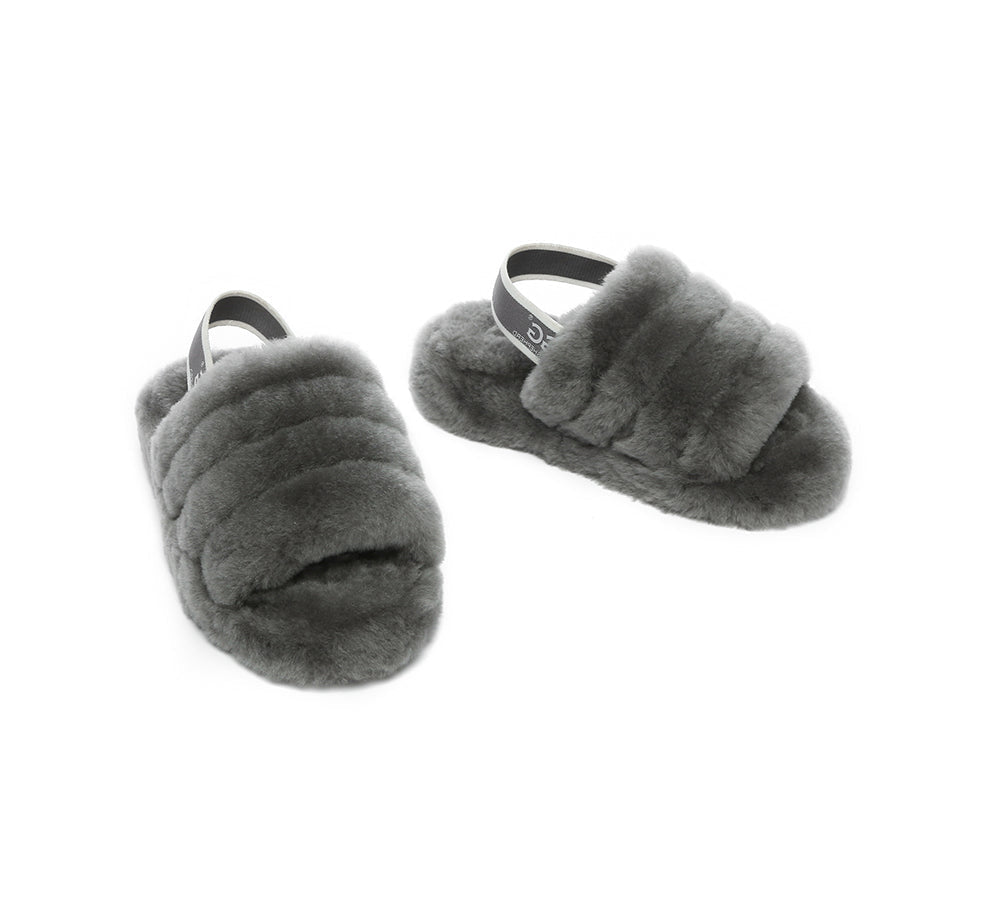 AUSTRALIAN SHEPHERD® UGG Kids Fluffy Slides Slingback Puffy