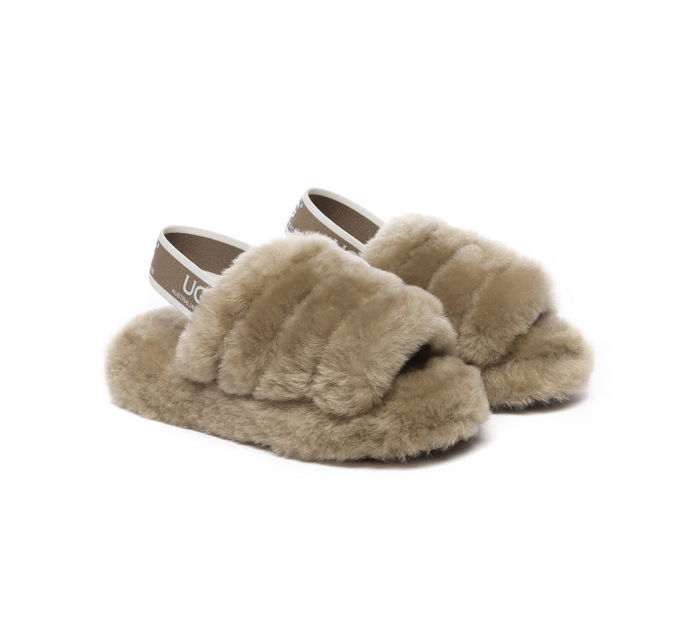 AUSTRALIAN SHEPHERD® UGG Kids Fluffy Slides Slingback Puffy