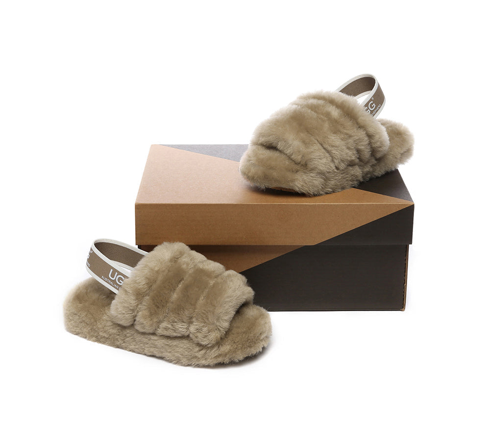 AUSTRALIAN SHEPHERD® UGG Kids Fluffy Slides Slingback Puffy