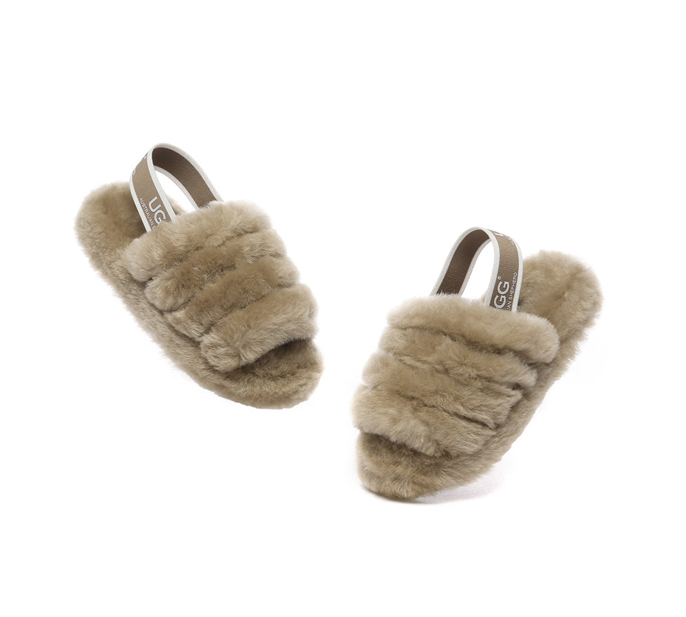 AUSTRALIAN SHEPHERD® UGG Kids Fluffy Slides Slingback Puffy