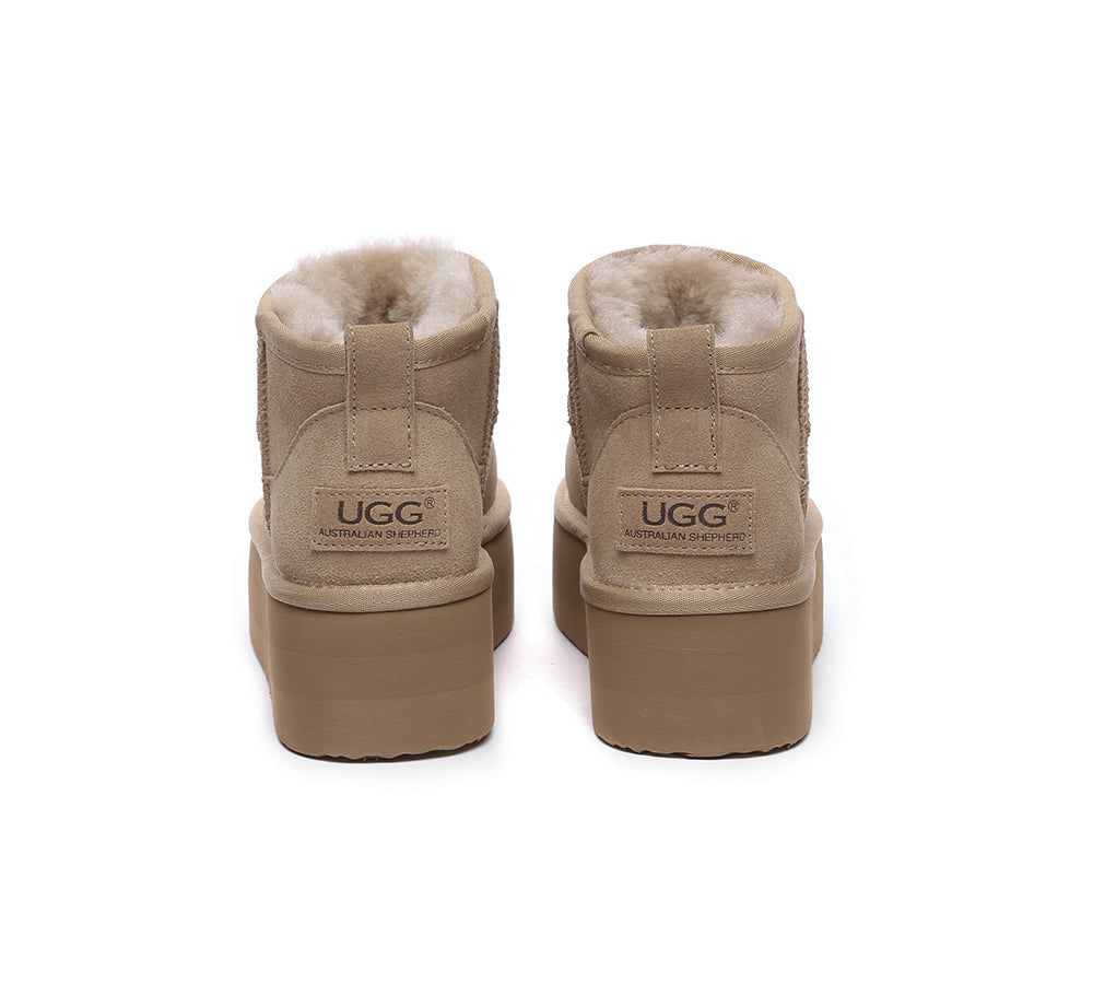 AUSTRALIAN SHEPHERD® UGG Sheepskin Wool Ankle Boots Ultra Platform Saylor