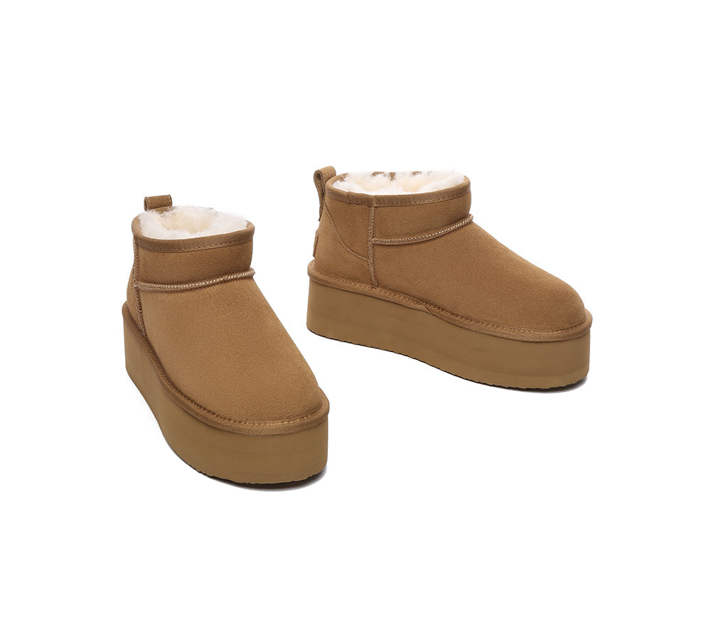 AUSTRALIAN SHEPHERD® UGG Sheepskin Wool Ankle Boots Ultra Platform Saylor