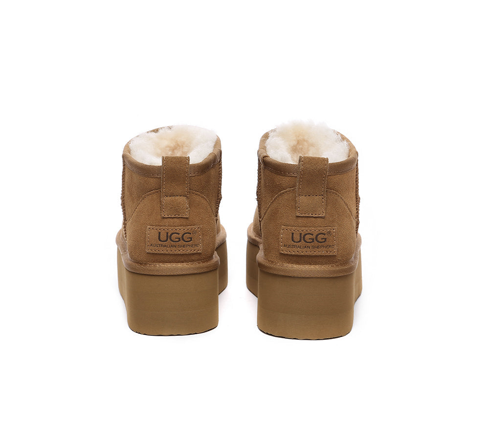 AUSTRALIAN SHEPHERD® UGG Sheepskin Wool Ankle Boots Ultra Platform Saylor