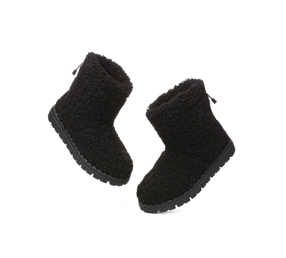 EVERAU® UGG Sheepskin Wool Plush Adjustable Drawstring Boots Peggy
