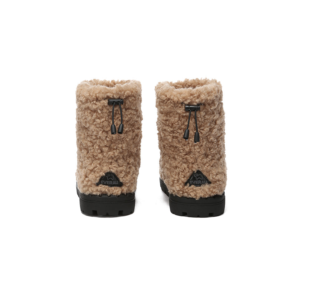 EVERAU® UGG Sheepskin Wool Plush Adjustable Drawstring Boots Peggy