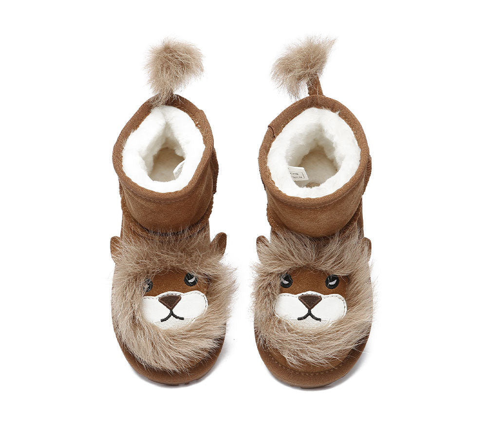 EVERAU® Kid Sheepskin Boots Lion Kids Plus