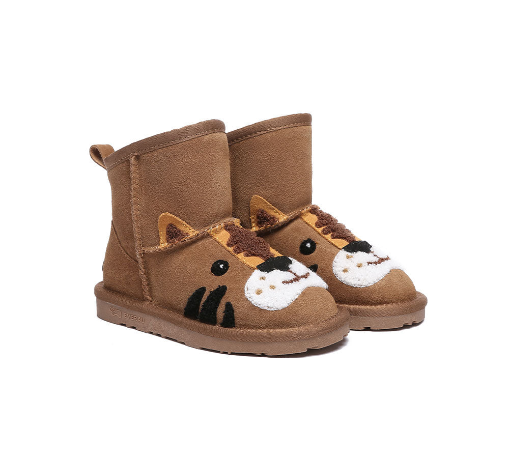 EVERAU® Kid Sheepskin Boots Tiger Kids Plus