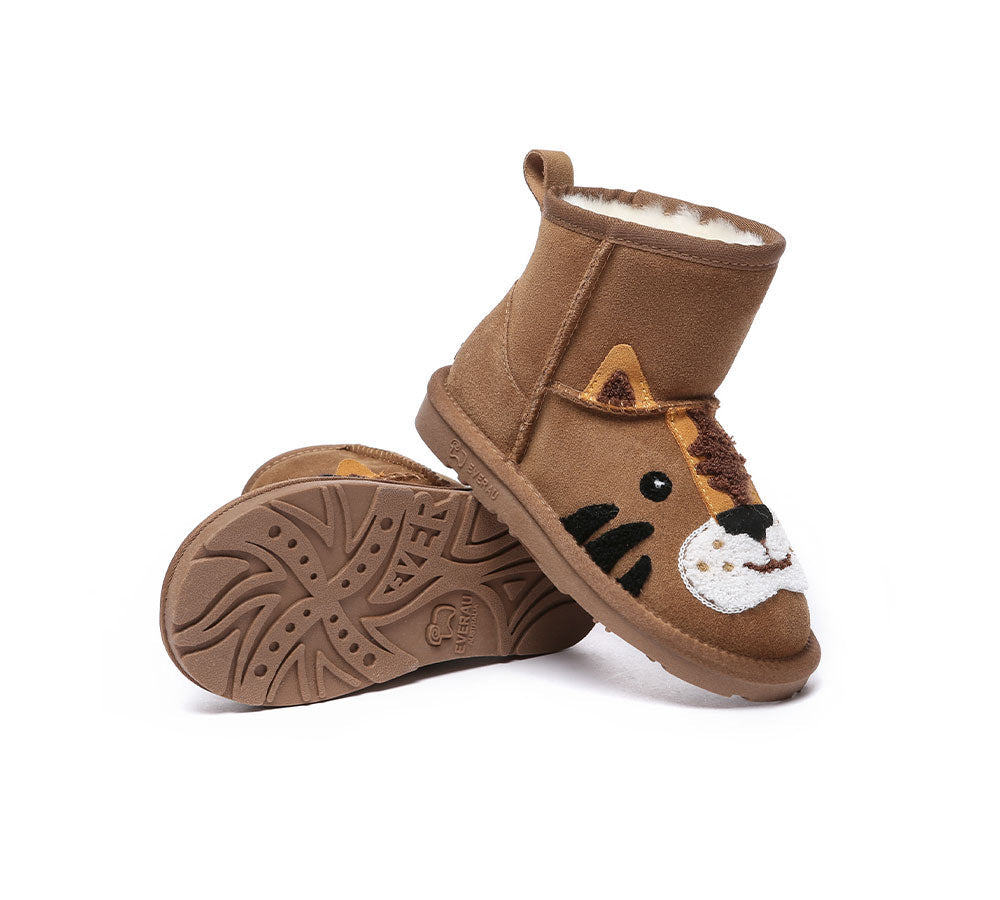 EVERAU® Kid Sheepskin Boots Tiger Kids Plus