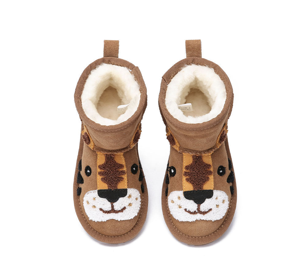 EVERAU® Kid Sheepskin Boots Tiger Kids Plus