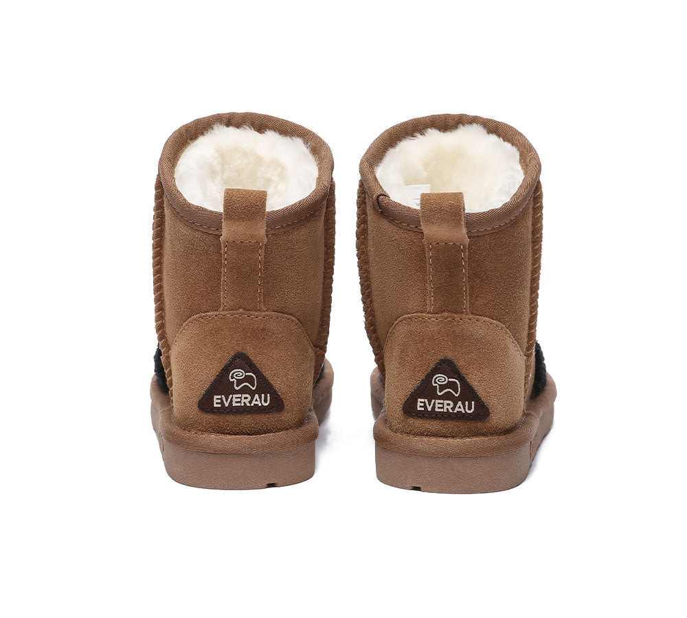 EVERAU® UGG Kids Sheepskin Wool Plush Adjustable Drawstring Boots