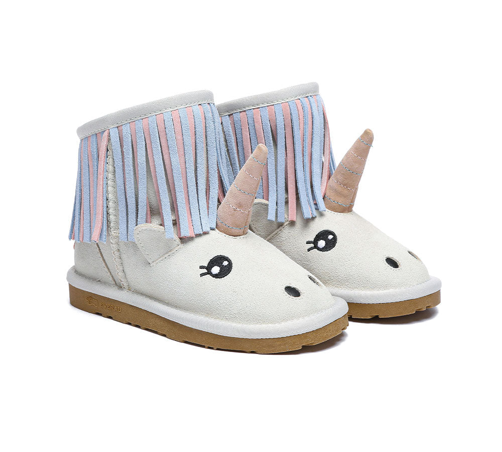 EVERAU® Kid Sheepskin Boots Unicorn Kids Plus