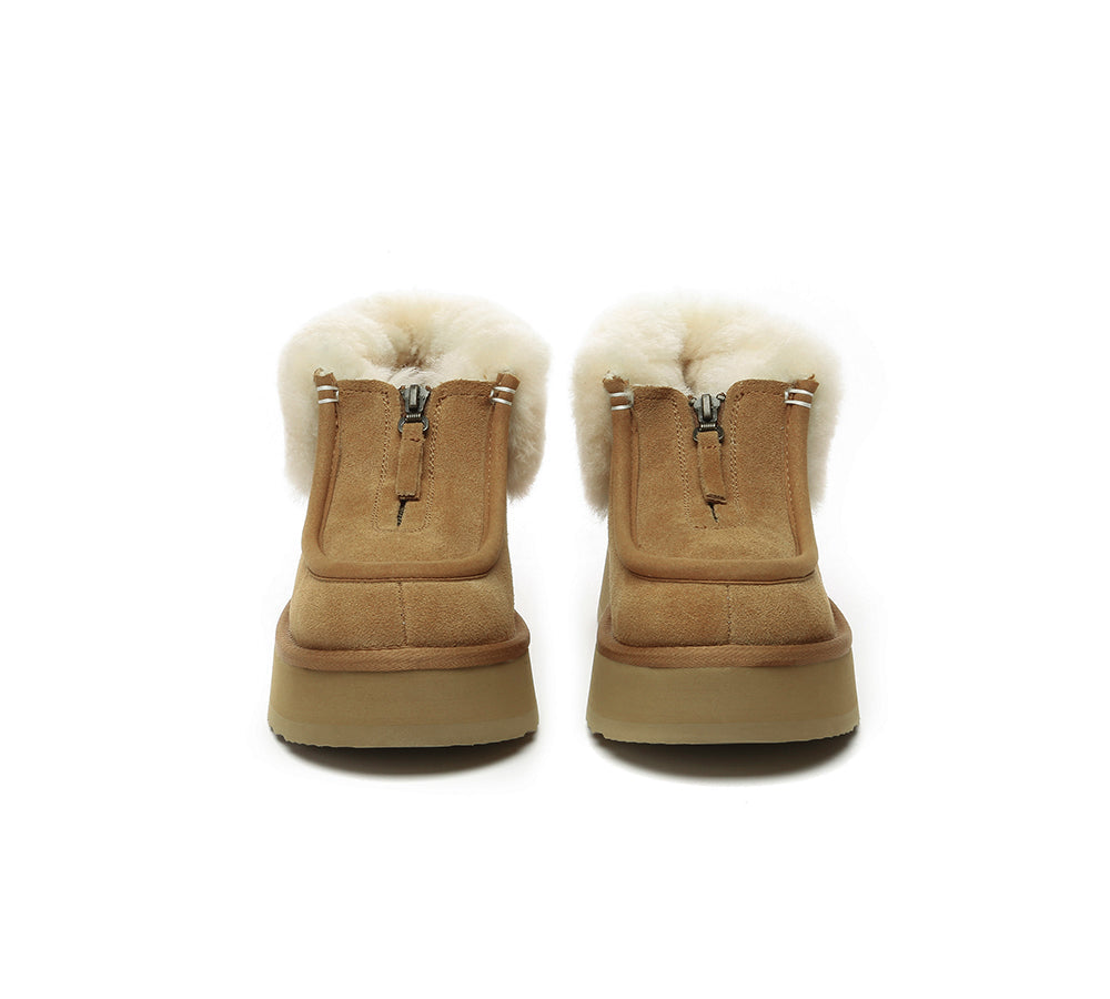 AUSTRALIAN SHEPHERD® UGG Boots Sheepskin Wool Ankle Mini Zip Platform