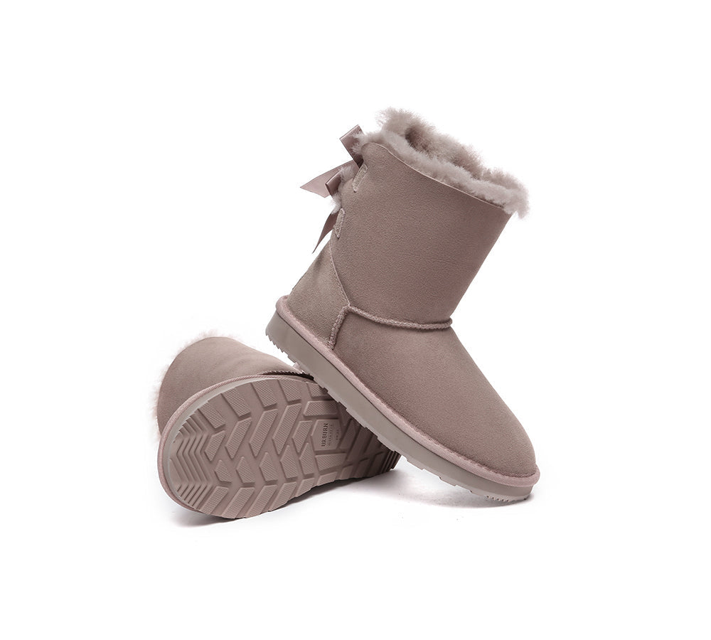 Urban UGG® Double faced Sheepskin Boots Short Back Bow