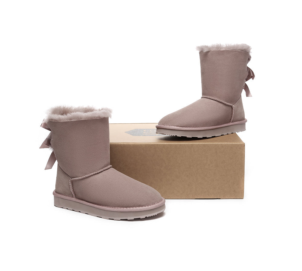 Urban UGG® Double faced Sheepskin Boots Short Back Bow