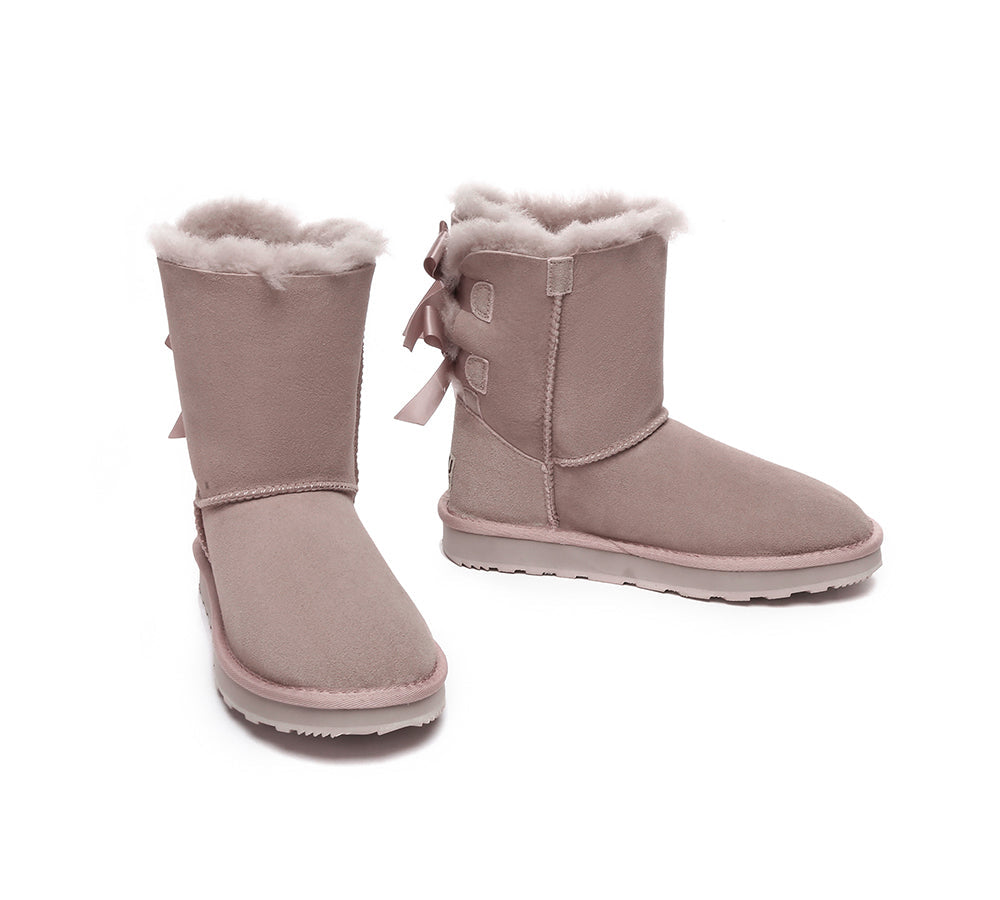 Urban UGG® Double faced Sheepskin Boots Short Back Bow