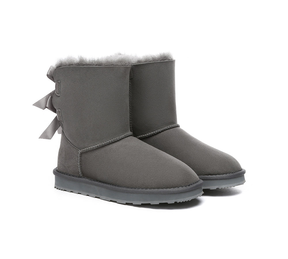 Gray uggs with hot sale bows on the back