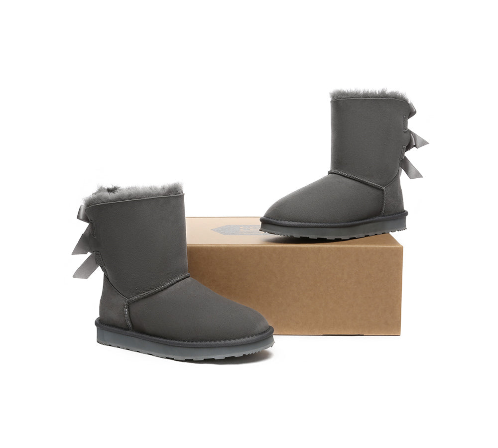 Urban UGG® Double faced Sheepskin Boots Short Back Bow