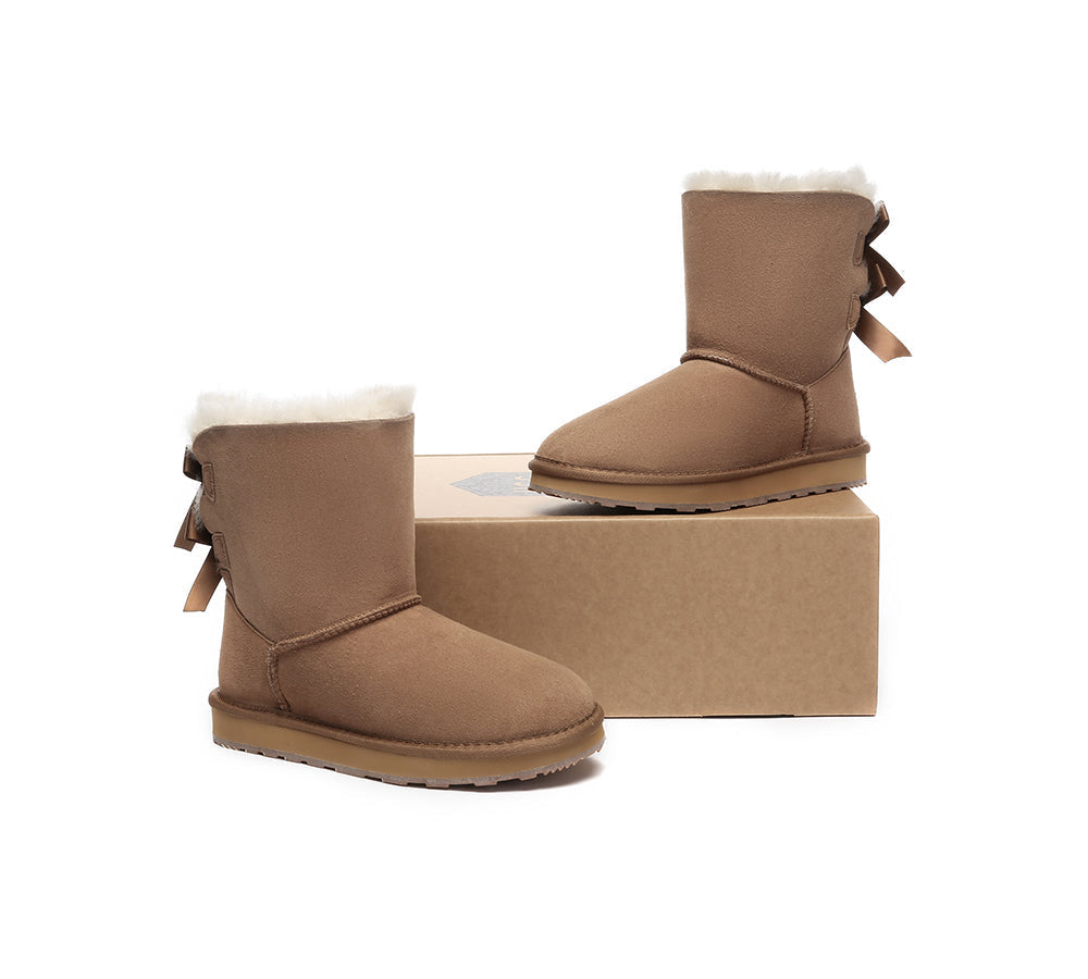 Urban UGG® Double faced Sheepskin Boots Short Back Bow