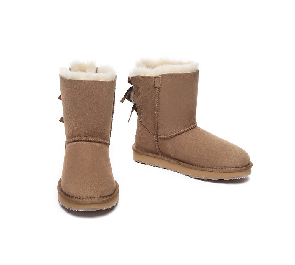 Urban UGG® Double faced Sheepskin Boots Short Back Bow