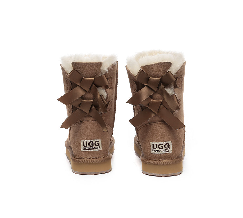 Urban UGG® Double faced Sheepskin Boots Short Back Bow