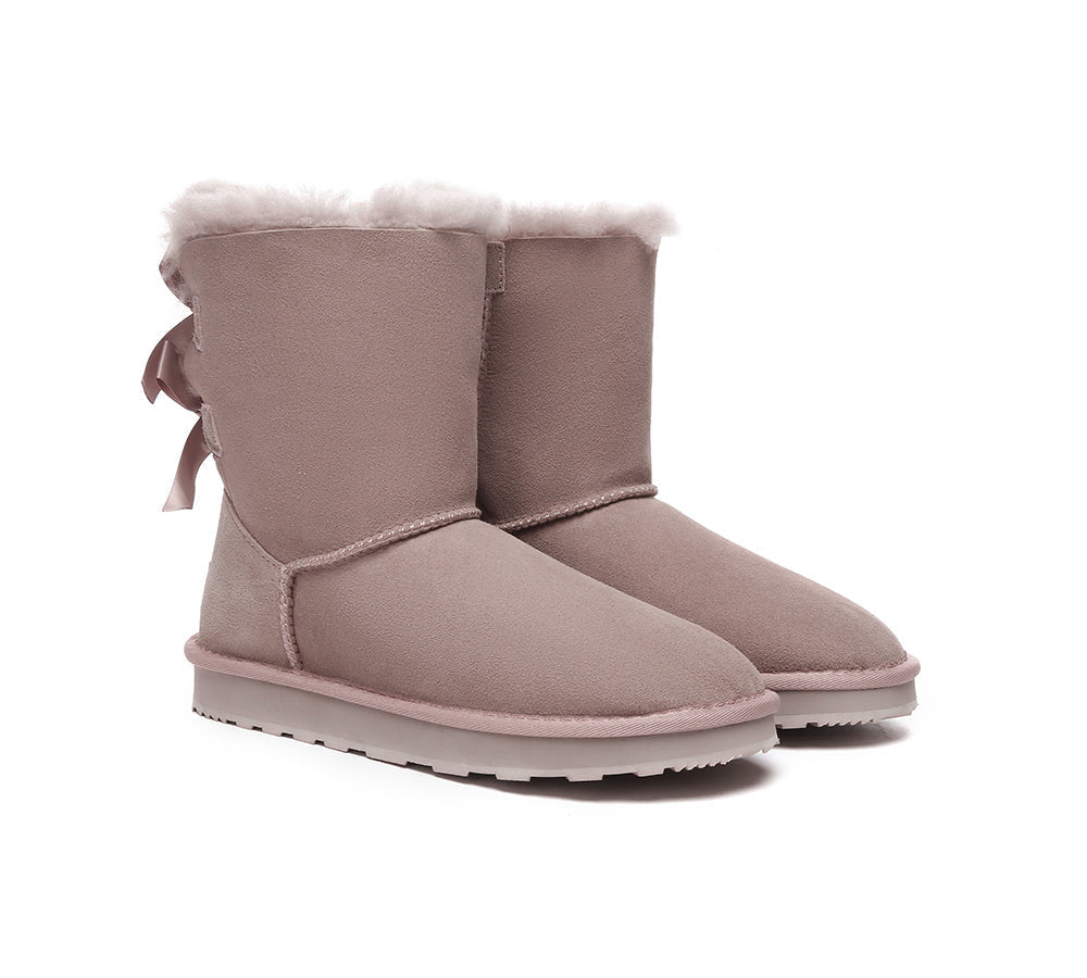 Urban UGG® Double faced Sheepskin Boots Short Back Bow